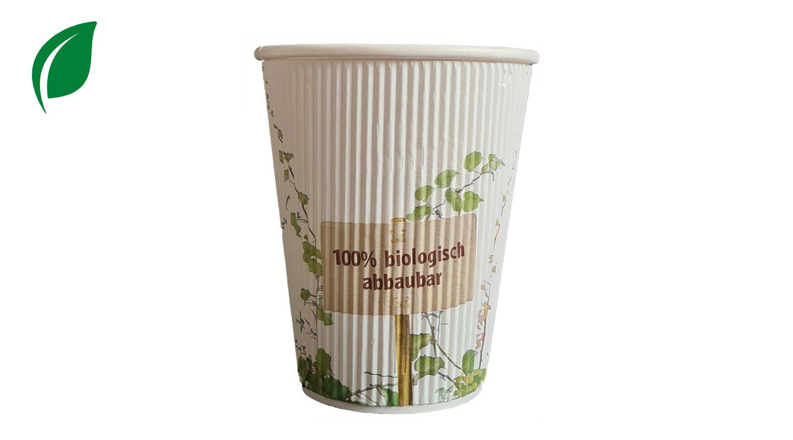 Kartonbecher ÖKO-LINE, 300 ml, Ø 90 mm, doppelwandig gerippt