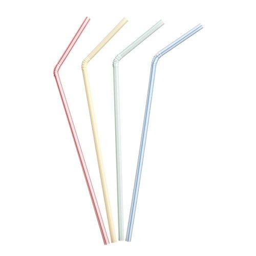 Trinkhalm biegbar weiss/gestreift Ø 5 x 210 mm, PP farbig assortiert