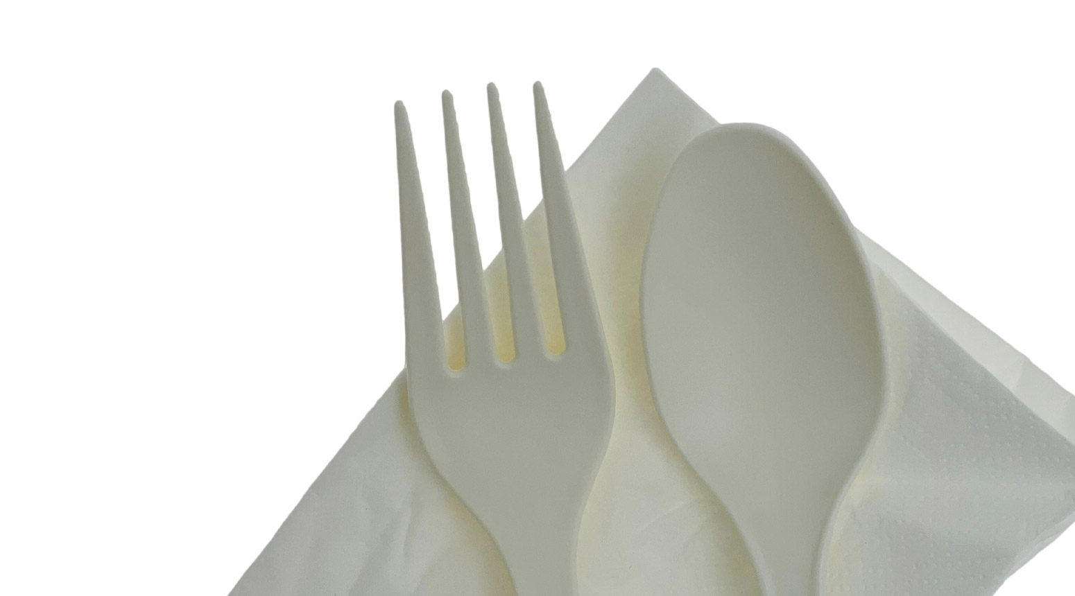 Besteckset ÖKO-LINE (Gabel, Löffel, Serviette), weiss