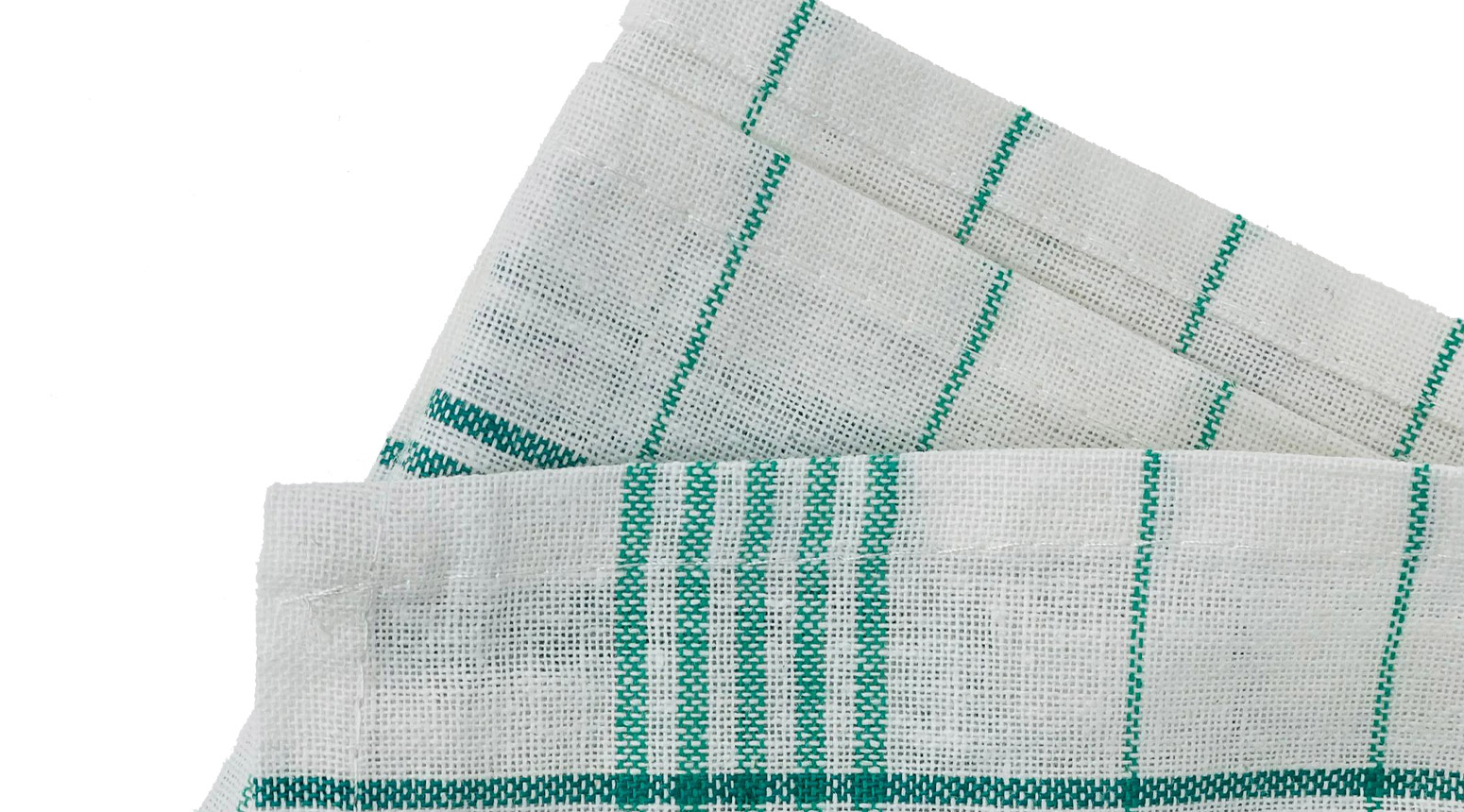 Geschirrtuch Halbleinen grün/weiss