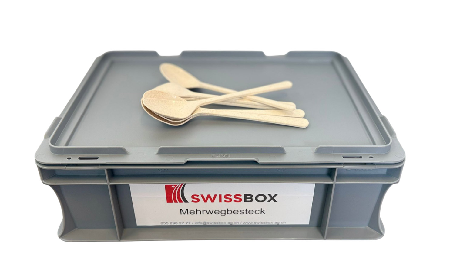 Löffel, Mehrwegbesteck, 200 mm, PP, nature, inkl. Transportbox