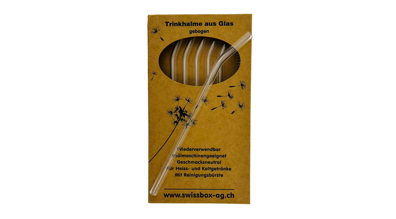 Trinkhalm gebogen, Ø 8 x 200 mm, Glas, transparent
