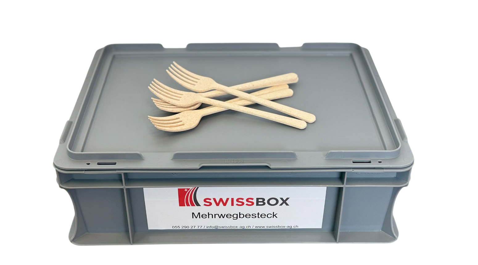 Gabel, Mehrwegbesteck, 200 mm, PP, nature, inkl. Transportbox