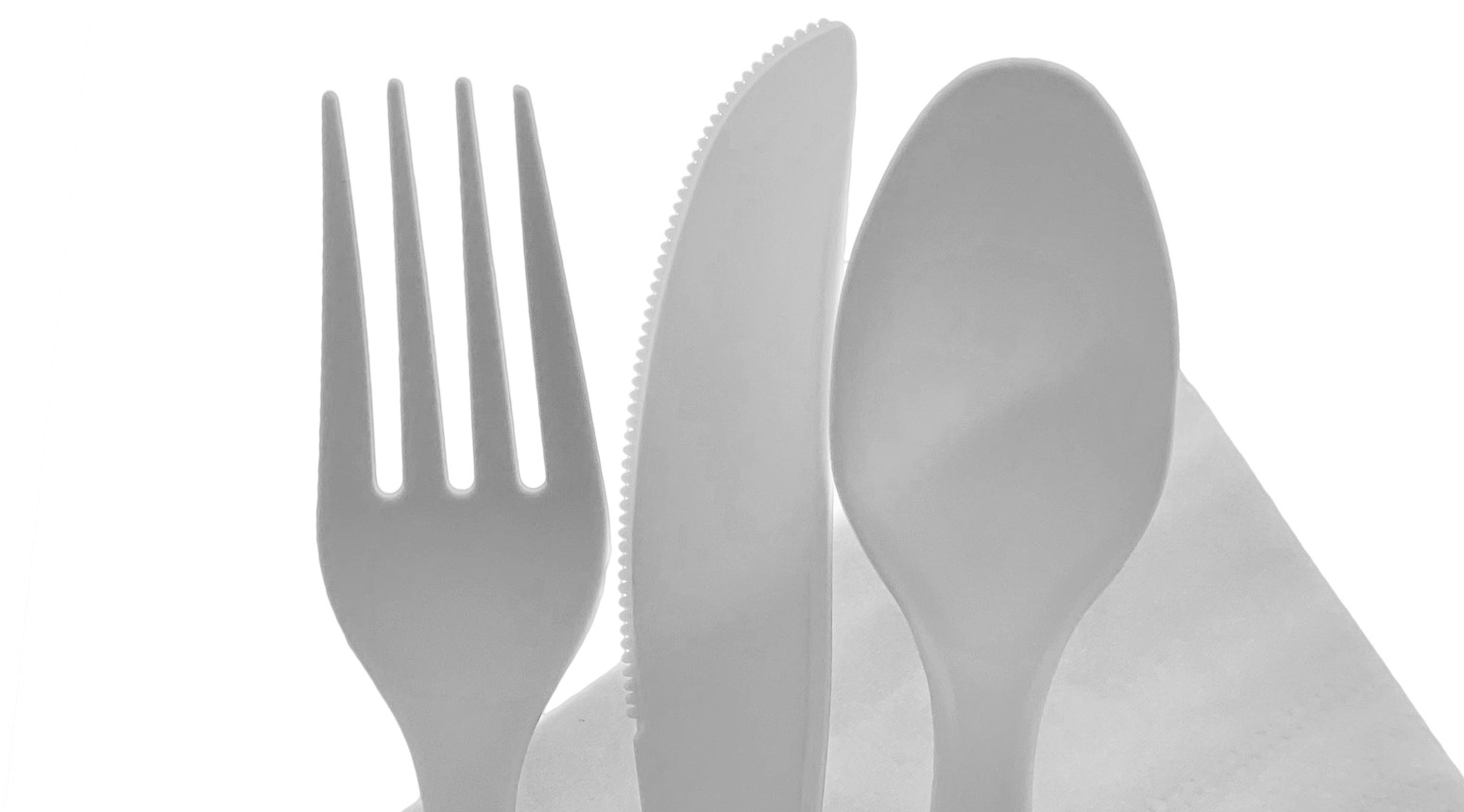 Besteckset ÖKO-LINE (Messer, Gabel, Löffel, Serviette), weiss