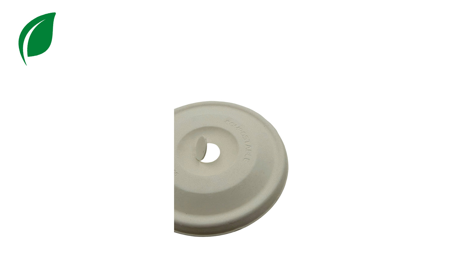 Flachdeckel mit Loch, Ø 90 mm, weiss, Pflanzenfaser